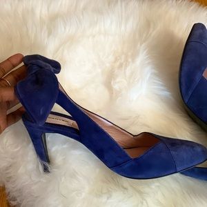 CARVEN Blue Suede Shoes w Bow tie NWOT